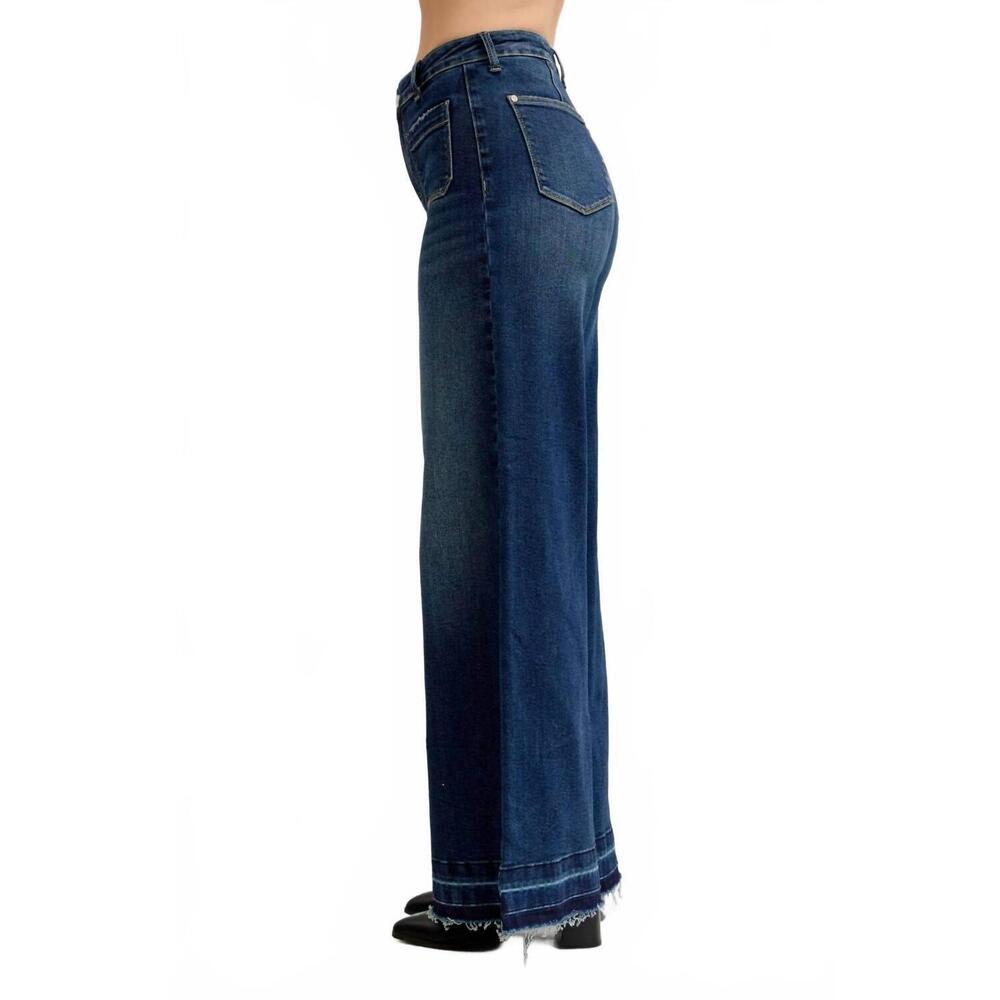 NEW JUDY BLUE high waist palazzo front patch pockets jeans in dark wash - Picture 6 of 7